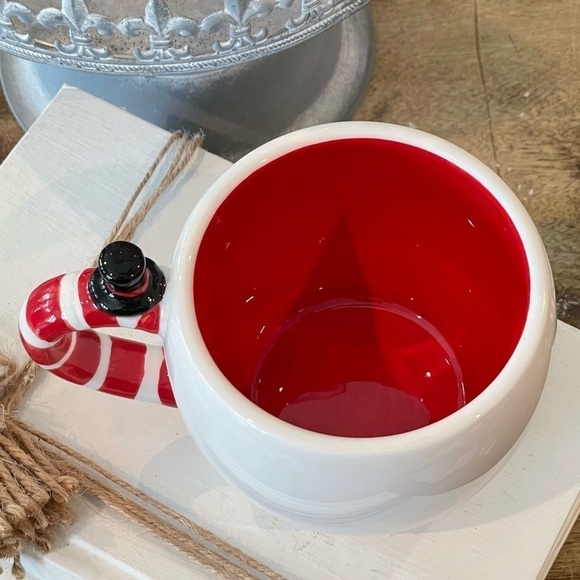 ADORABLE Snowman “ I’m Snow Cute” Mug with Candy Cane Handle - Picture 3 of 4